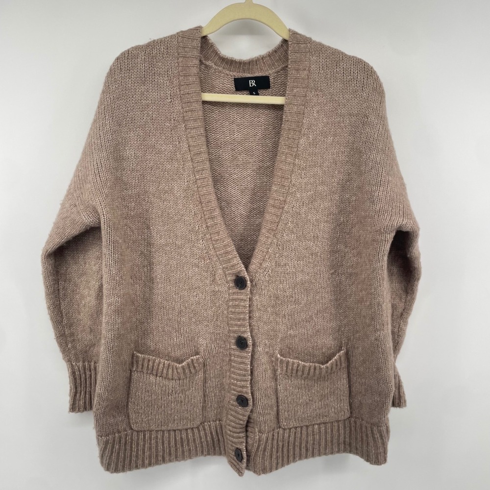 Banana Republic Cardigan Women S Tan Wool Blend Relaxed Boyfriend Sweater